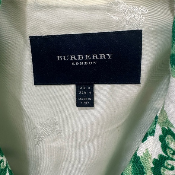 Burberry London linen jacket green floral GUC size 6 - Picture 3 of 8